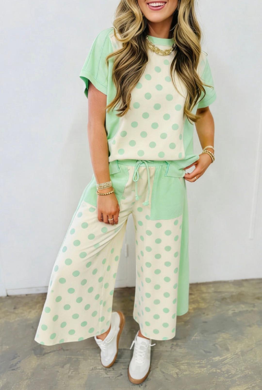 Mint Polka Dot Two-Piece Set